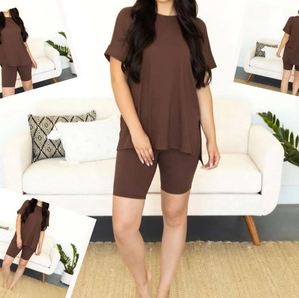 #91482 🛑S,M,L,XL Chic & Fabulous Top & Biker Shorts 2PC Set